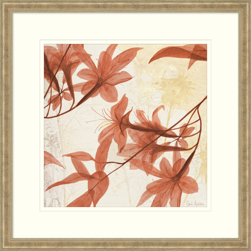 Amber Blossoms 6 - Peinture encadrée sur papier