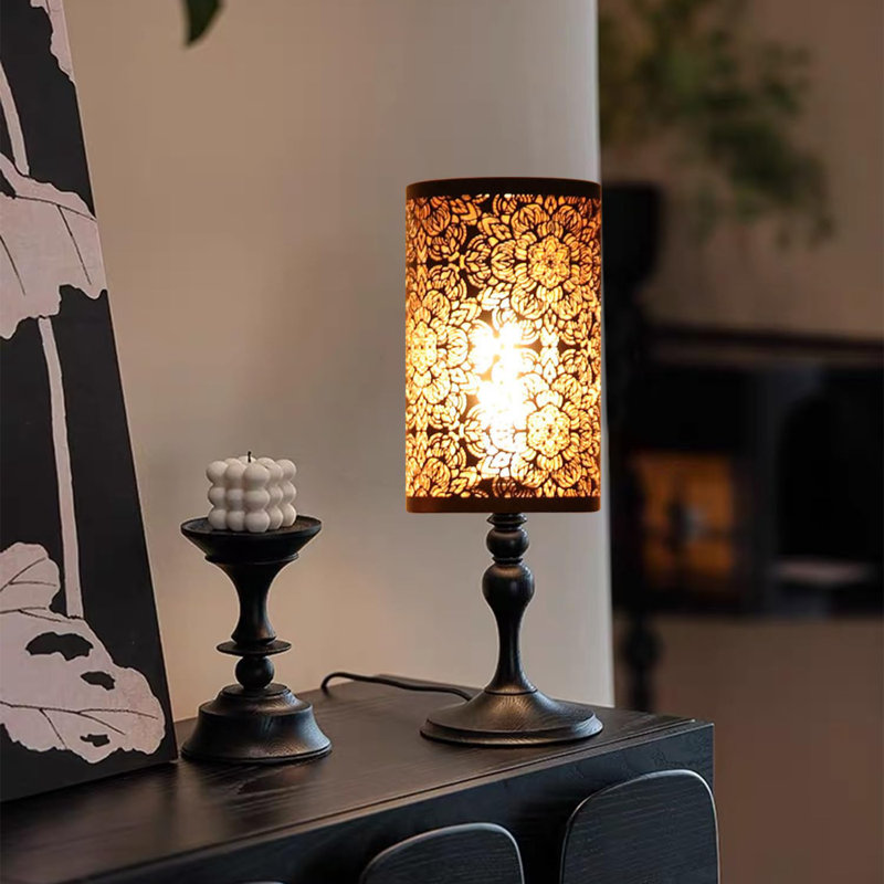 Medium Lamp Shade,Metal Lampshade With Flower Carved Pattern,Modern Style Lampshade For Table Lamp And Floor Light,20 X 12 X 12Cm