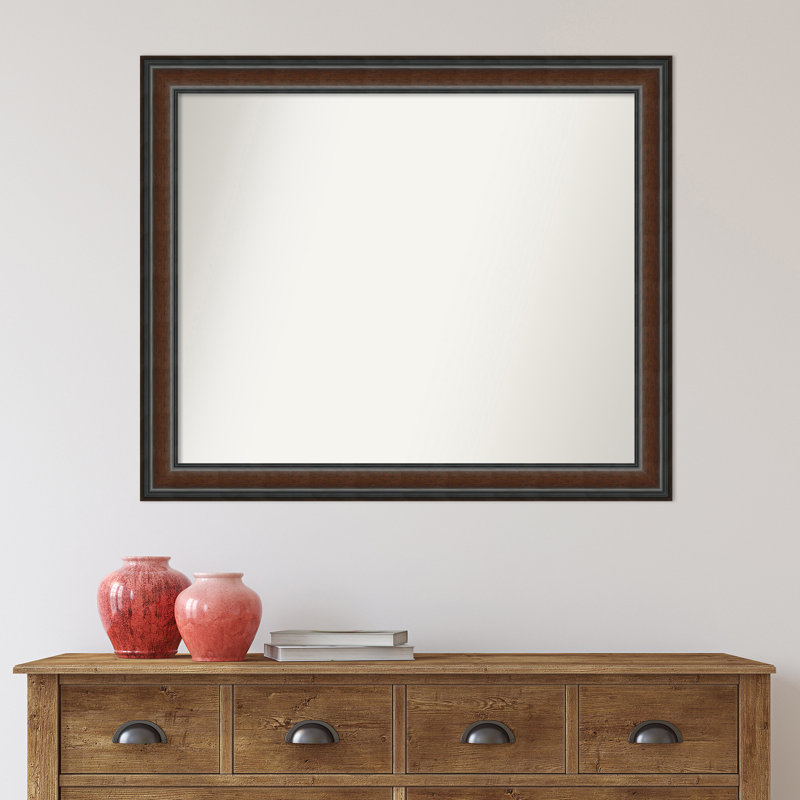 Halcott Solid Wood Rectangle Wall Mirror, 37" H x 31" W