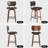 Bentwood Swivel Bar Stool with PU Leather Seat（Set of 2）-451393447