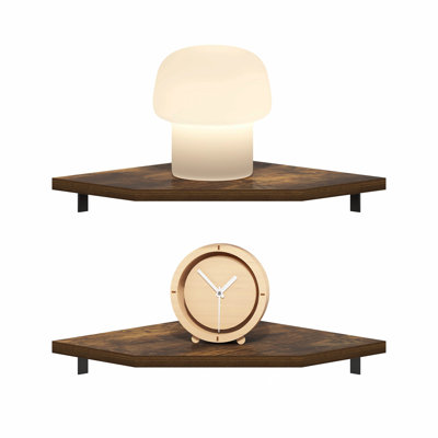Belby Hexagon Corner Floating Shelves, Wall Mount Display Shelf, Set of 2
