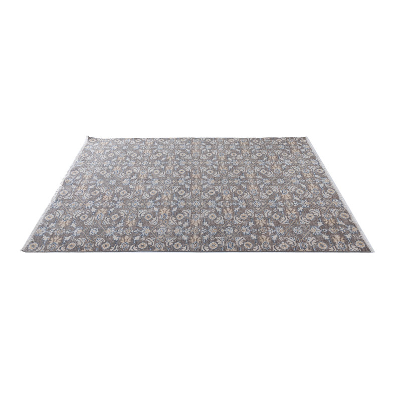 Wool Floral Area Rug in Brown/Beige, Rectangle 10' x 14'