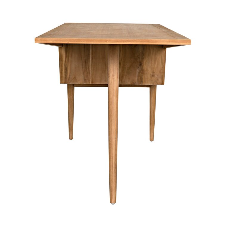 Noir Jetson Natural Brown Teak Wood Midcentury Modern Desk