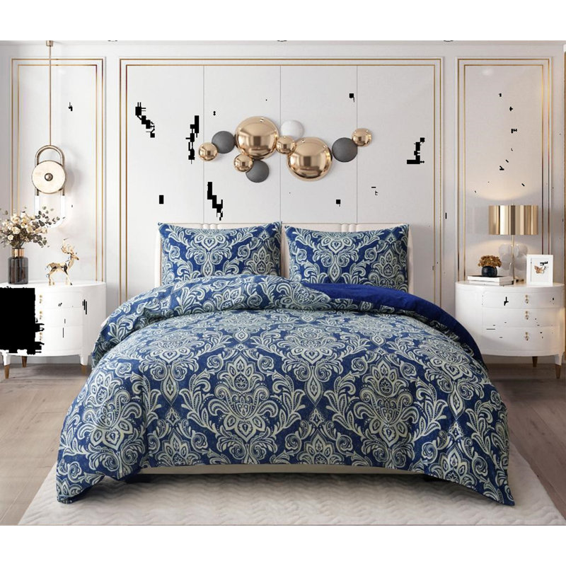 Casie Polyester Floral Bedspread, Blue, Double