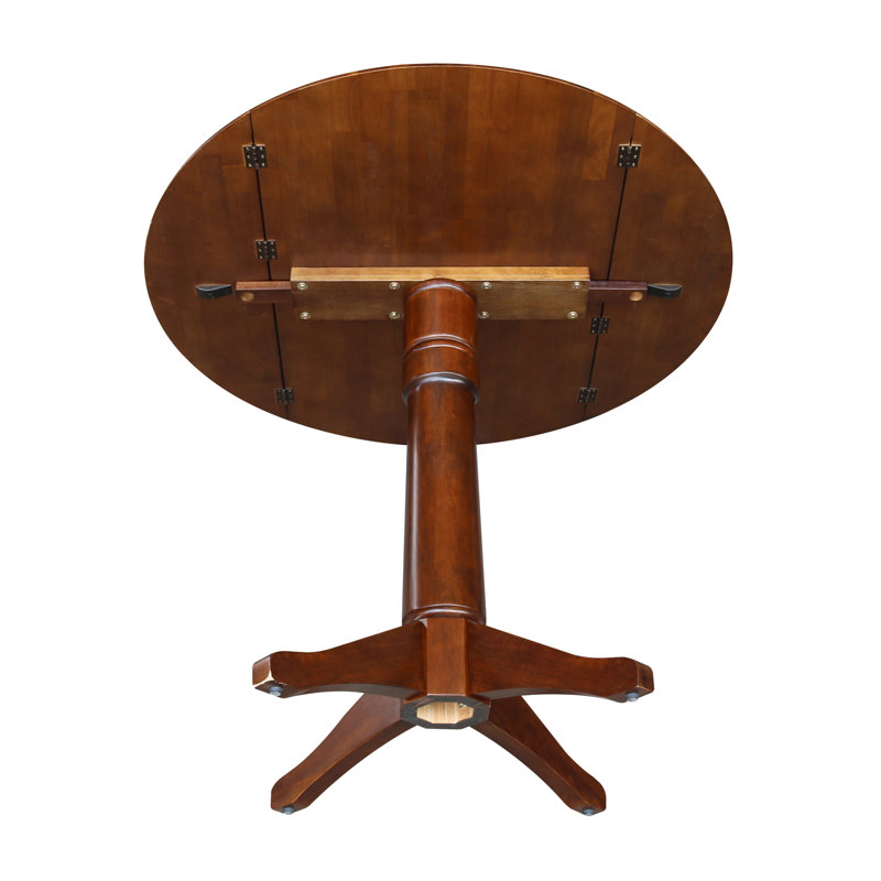 Extendable Round Solid Wood Dining Table, Espresso