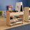 Chariot mobile commercial en bois Bright Beginnings avec 2 tablettes et 3 casiers supérieurs