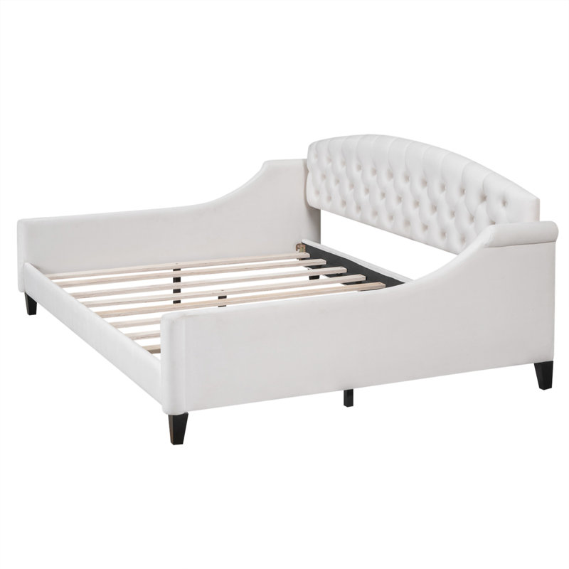Modern Luxury Tufted Button Daybed, Beige, Full