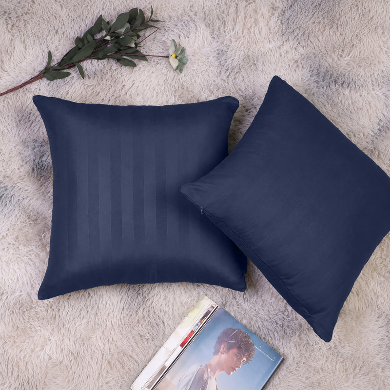 Microfiber Stripe Cushion Cases Sofa coach throw, NAVY