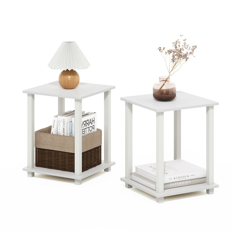 Ensemble de tables de bout avec rangement Bianco, Blanc, Blanc
