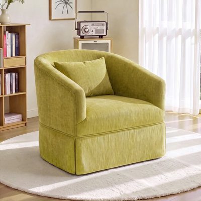 360-Degree Swivel Upholstered Armchair with Accent Pillow