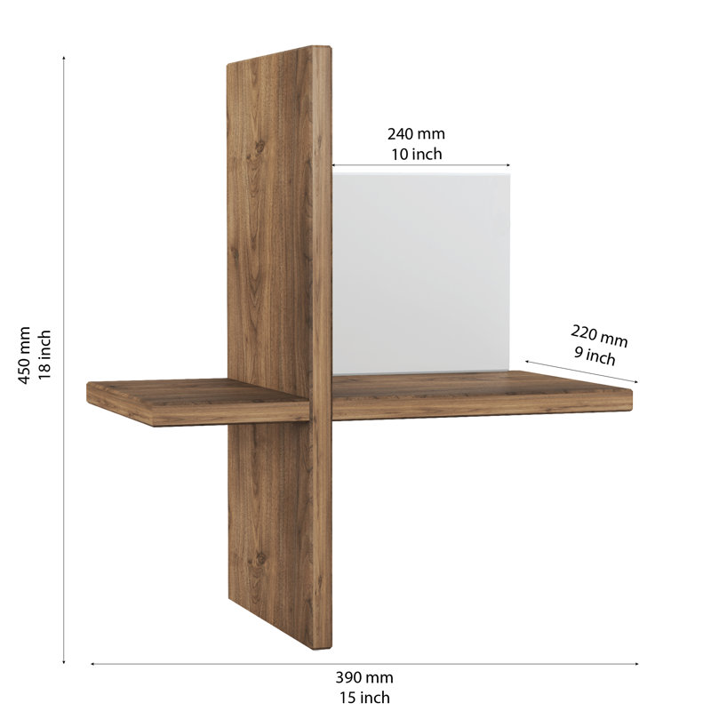 Brick Accent Shelf, Walnut/White