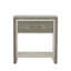 Alford 1 - Drawer Solid Wood Nightstand in White Cerused Oak/Gray/Brass