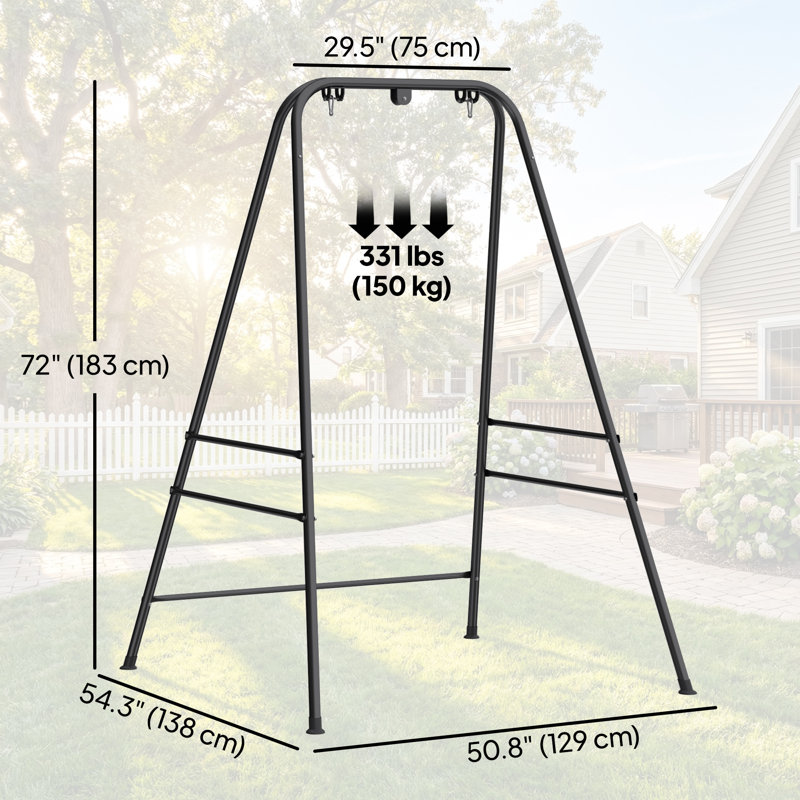 Hanging Hammock Stand for Porch Swing Chair (Only Construction), Black