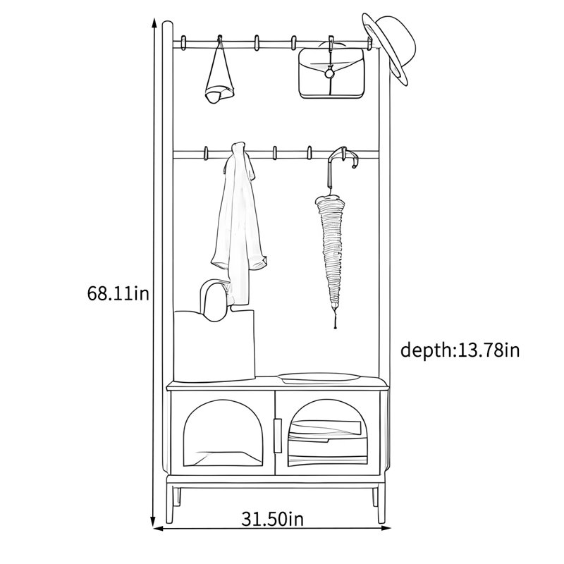 Portemanteau, armoire à chaussures, plateau à langer, Beige