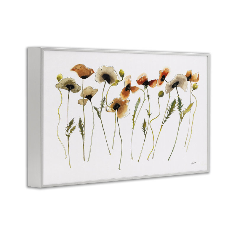 Automne, coquelicots, art par Shirley Novak bf-995, H 12 po x l 18 po, Estampe numérique encadrée blanc bord de mer