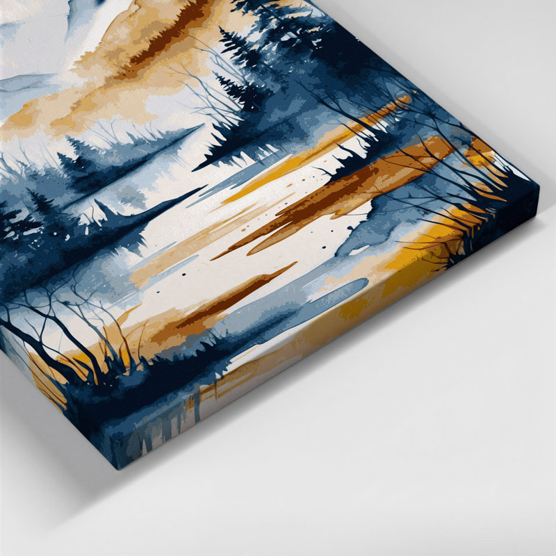 Aquarelle, paysage, toile grise, art mural, H 8 po x l 10 po