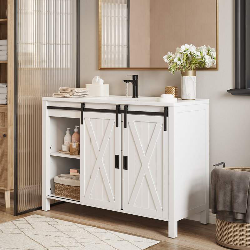 47"  Bathroom Vanity With 3 Drawers & Doors,White