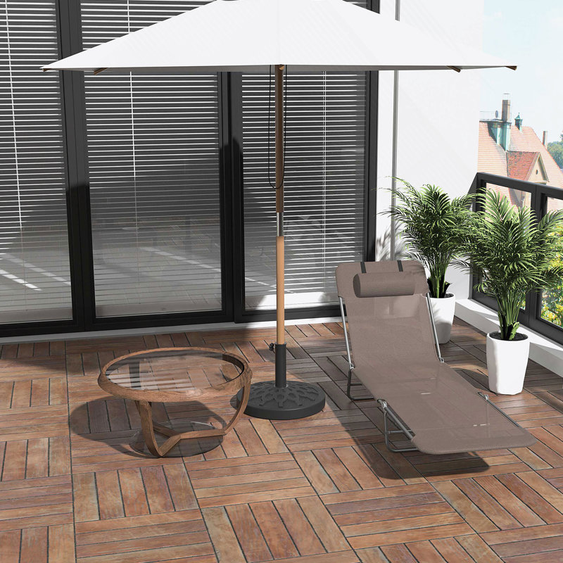 Outsunny Folding Chaise Lounge Chair, Pool Sun Tanning Chair, Outdoor Lounge Chair With 5-Position