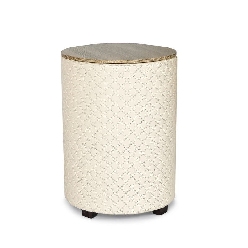 Jhai End Table, White Faux Leather