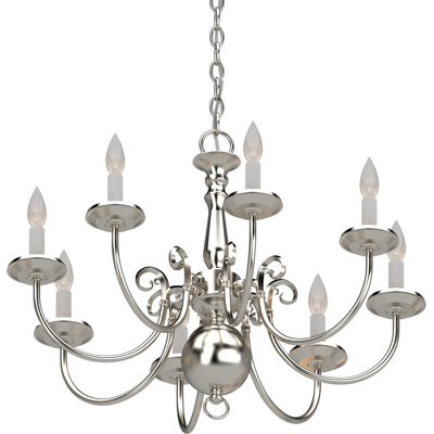 8-Light Indoor Brushed Nickel Classic/Traditional Candelabra Chandelier