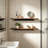 Rectangular Wood Floating Wall Shelves with Metal Back Mount