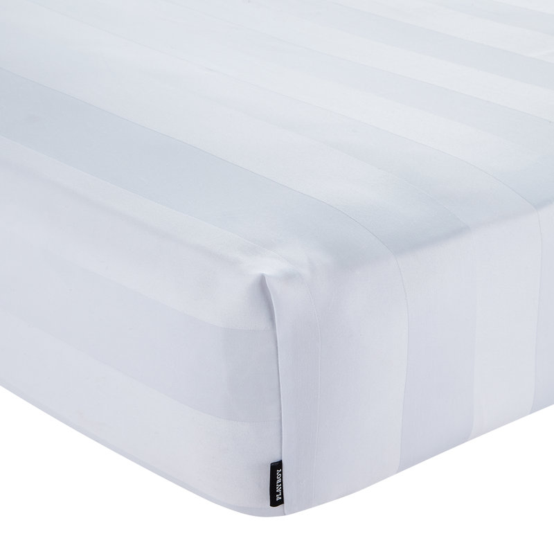 Soft Satin Stripe Fitted Sheet, Black, Super King