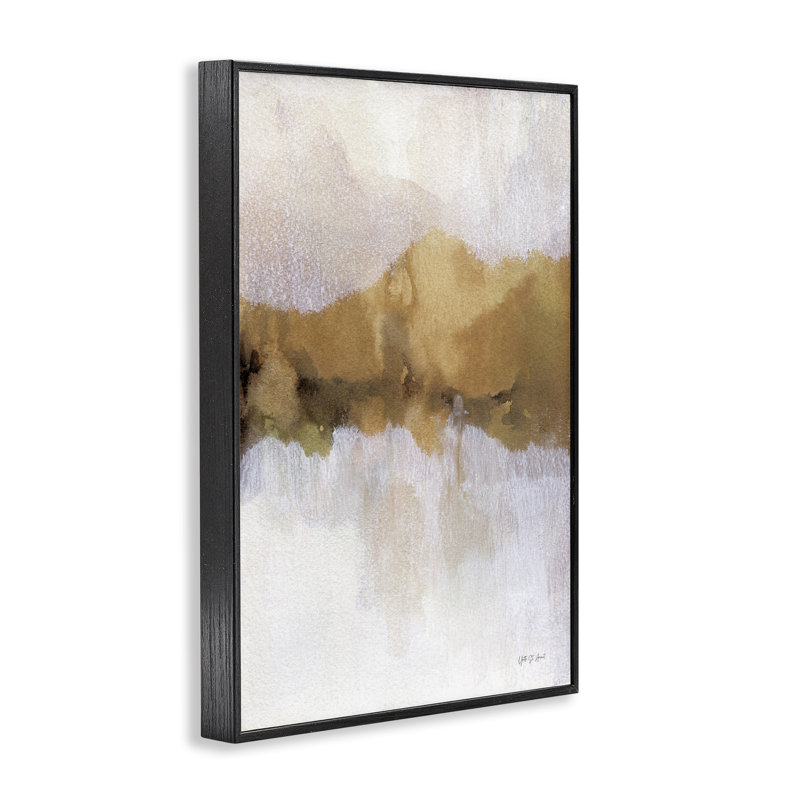 «Centric Golden», art de la giclée abstraite encadrée par Yvette St. Amant, H 18 po x l 12 po, Giclée encadrée noir minuit