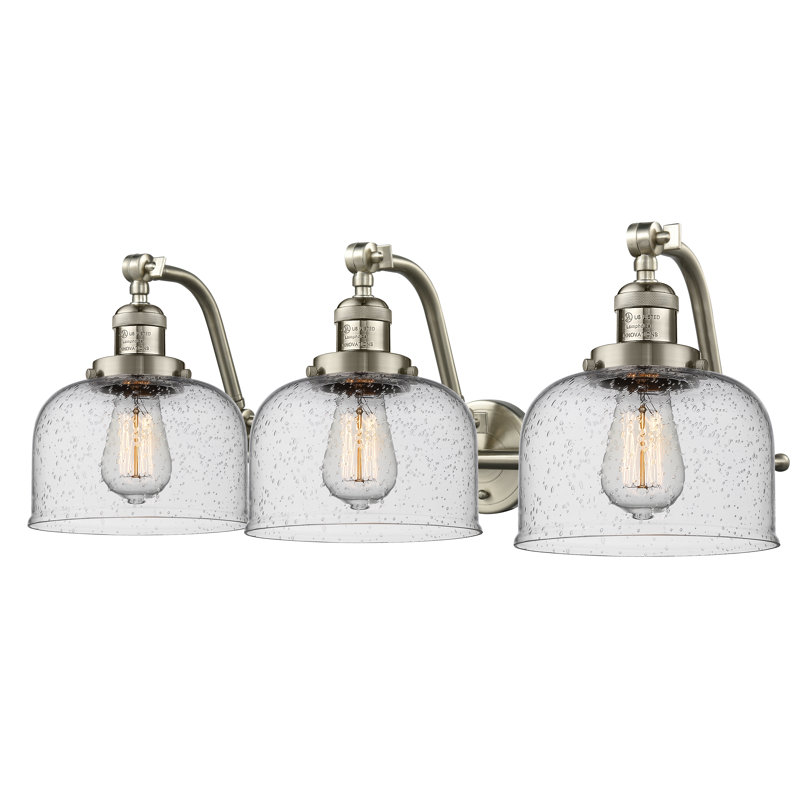 Éclairage pour salle de bain 3 lumières Plumlee, Nickel satiné brossé, Grainé, Ampoule DEL 6 watts Vinage