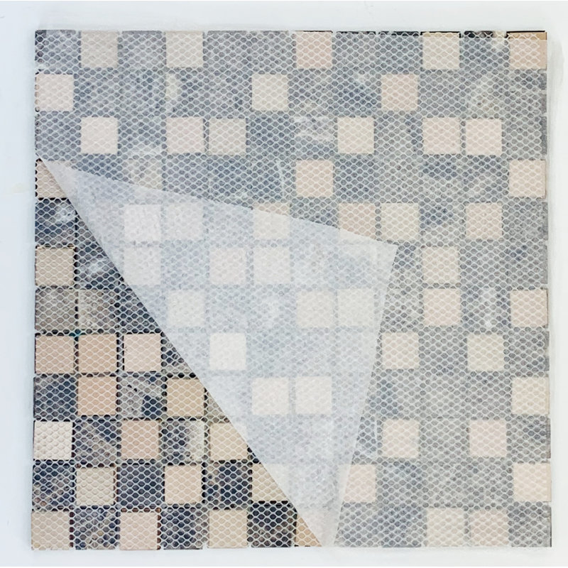 1" x 1" Mixed Material Mosaic Tile, Brown/Copper