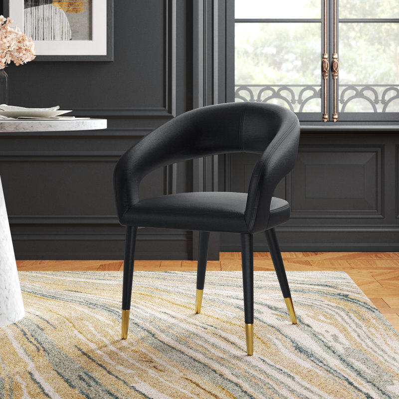Destiny Upholstered Parsons Chair, Black Vegan Leather