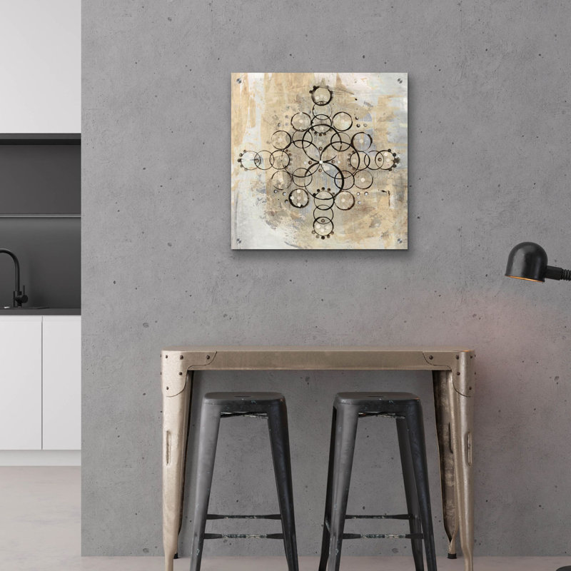 «Neutral Mandala 2» par Melissa Averinos, art mural en verre acrylique, H 24 po x l 24 po x P 0,2 po