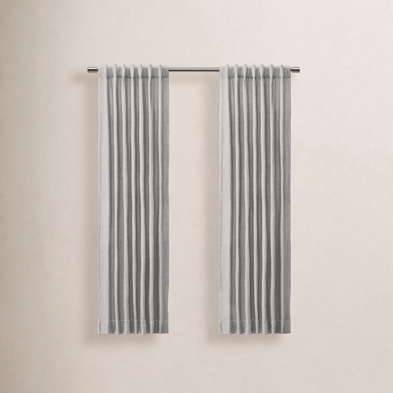 Waubun 100% Sustainable Cotton Blend Chevron Texture Unlined Light Filtering Rod Pocket Panel, Gray, 48" W x 84" L