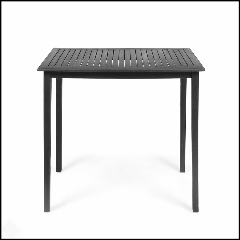 Table de bar rectangulaire d'extérieur en bois d'acacia - Durable et élégante pour les patios modernes, Noir