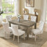 Ensemble de table de salle à manger 7 pièces, table de cuisine rectangulaire Farmhouse et 6 chaises de revêtement, beige
