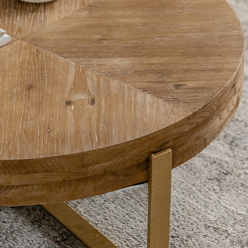 Retro Solid Wood Round Coffee Table