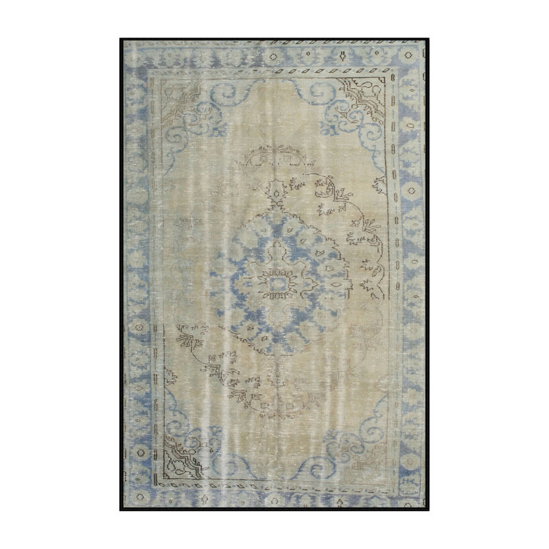 Tapis traditionnel bleu clair Rumill, Rectangle 5 pi x 7 pi