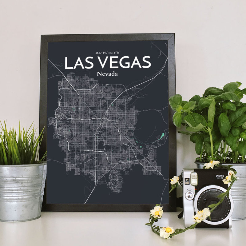 Las Vegas City Map - Unframed Print, 17" H x 11" W x 0.05" D