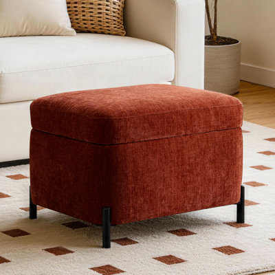 Repose-pieds avec rangement à couvercle rabattable en chenille de 23,6 po