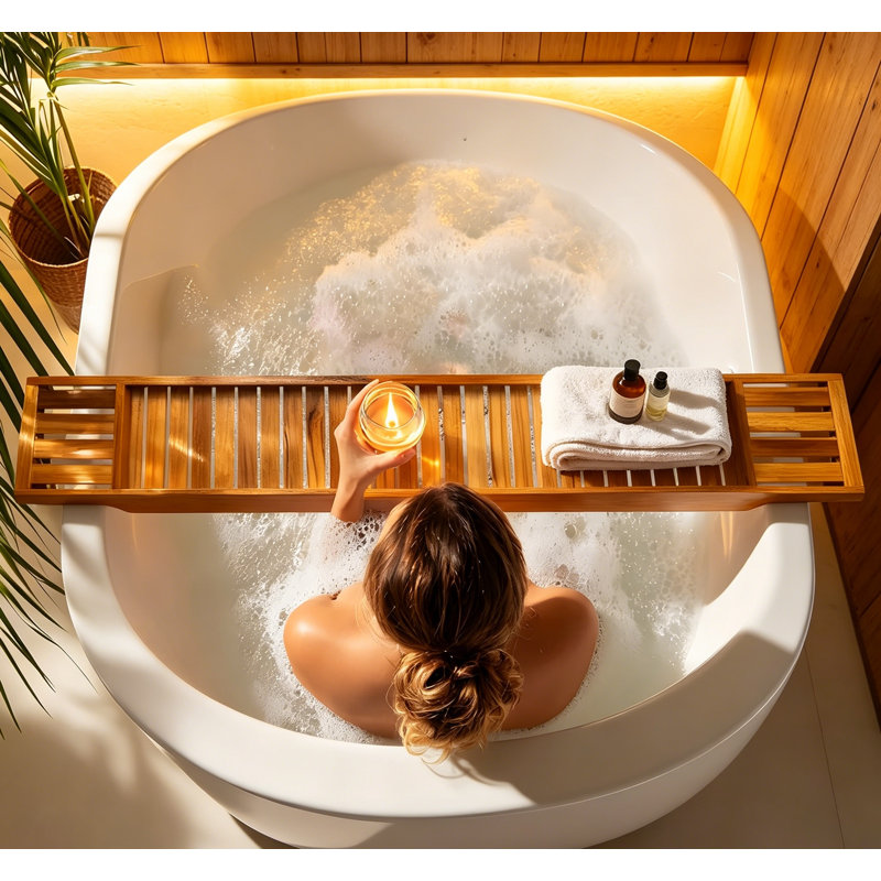 Plateau de bain en bois pour baignoire en teck