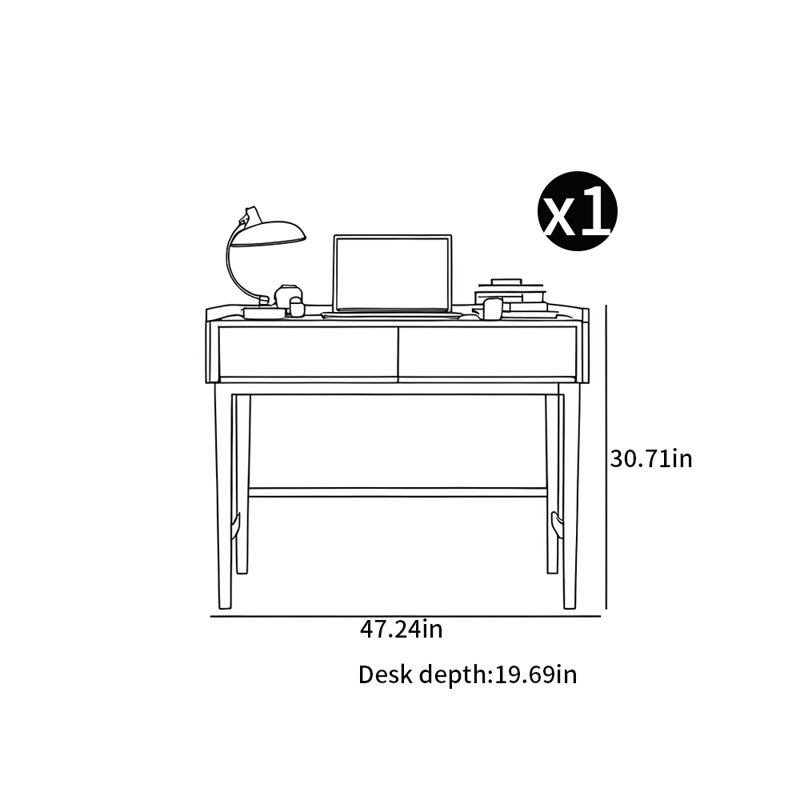Simple modern style small-sized desk, Beige, 30.71" H x 47.24" W x 19.69" D