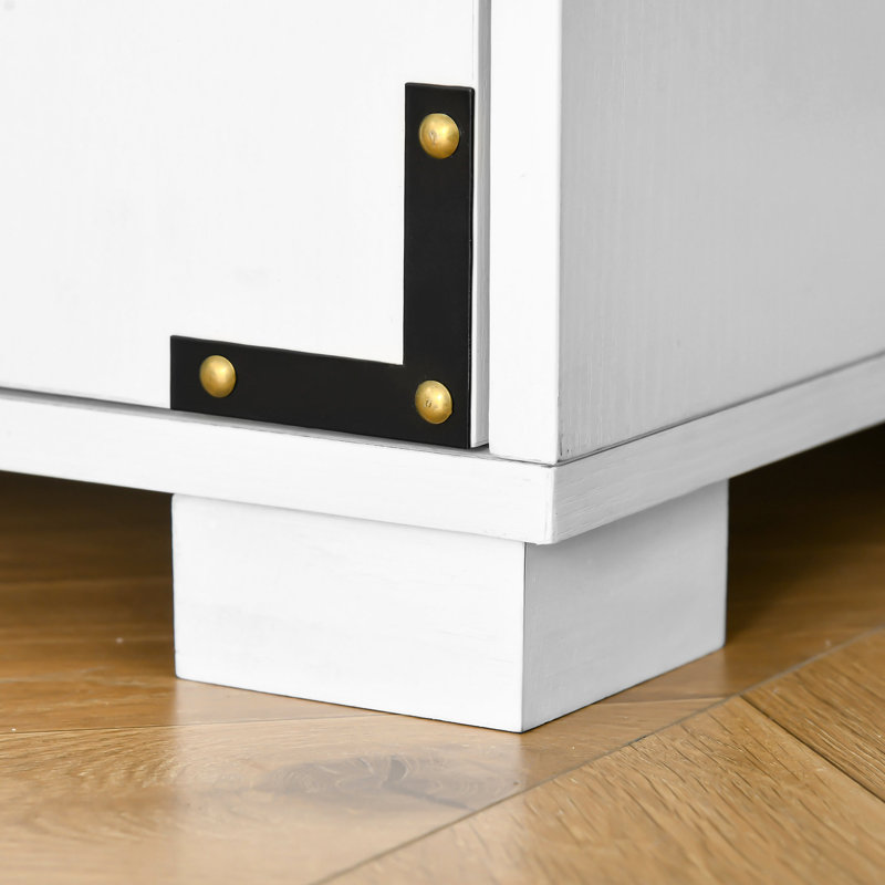 4 Door Cupboard Cabinet With Industrial Pantry Storage, White For Kitchen, Bedroom, Living Room, Entryway Storage Shelves,