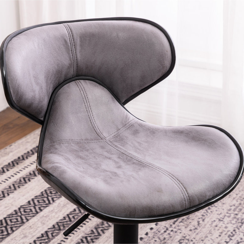 2 sièges gris pivotants avec base pivotante, revêtement agréable, assise réglable en hauteur, gris, base, rotation à 360 °, l 17,37 po x P 21,1 po, H 34 à 42,5 po