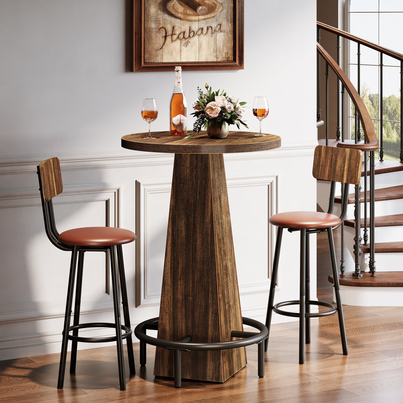 Round Pub Table With Footrest, Counter Height Bar Table