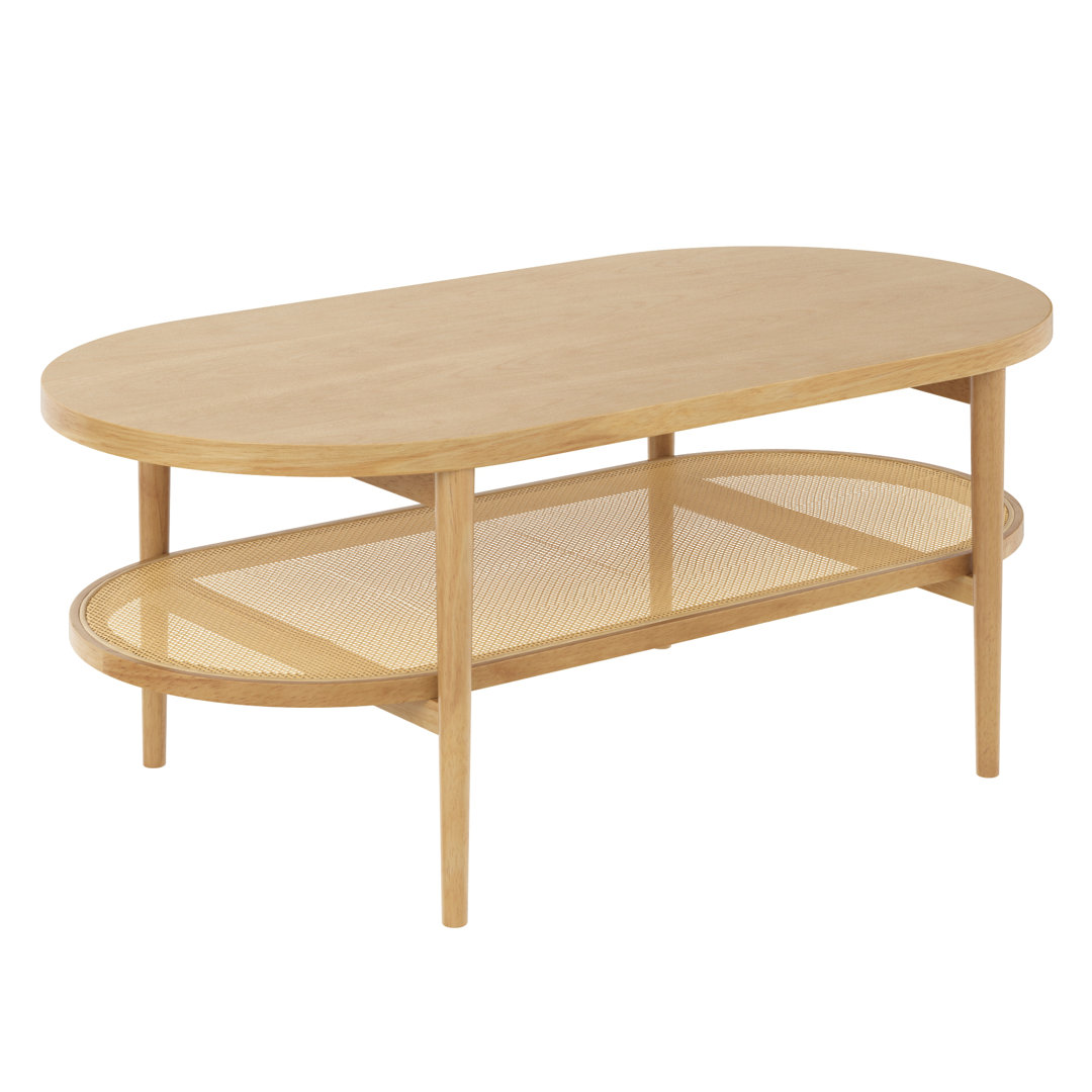 Solid Wood 4 Legs Coffee Table with Storage Nathan James 