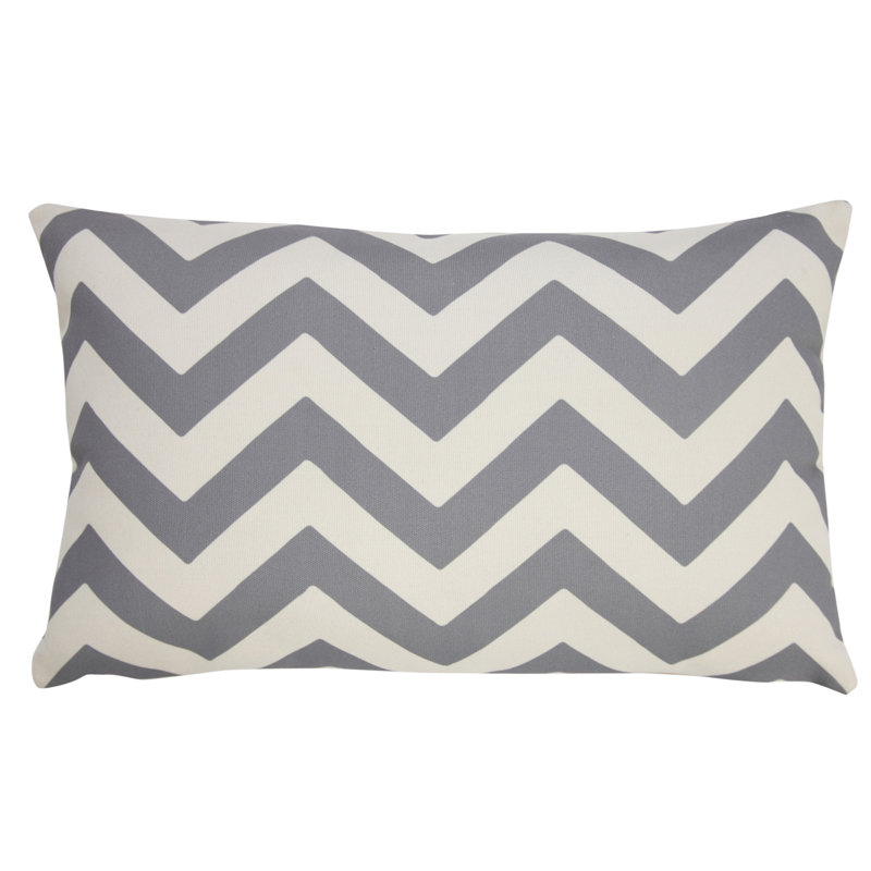 Microsuede Outdoor Throw Pillow, Gray, Chevron
