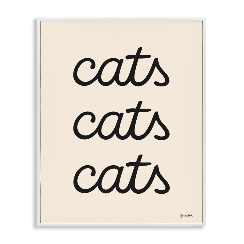 «Cats Repeating Script» par Jessica Beck, Estampe numérique encadrée blanc bord de mer, H 30 po x l 24 po