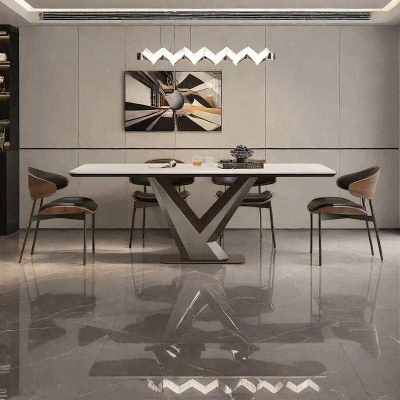 Table de salle à manger italienne minimaliste, H 29,53 po x L 70,87 po x l 35,43 po
