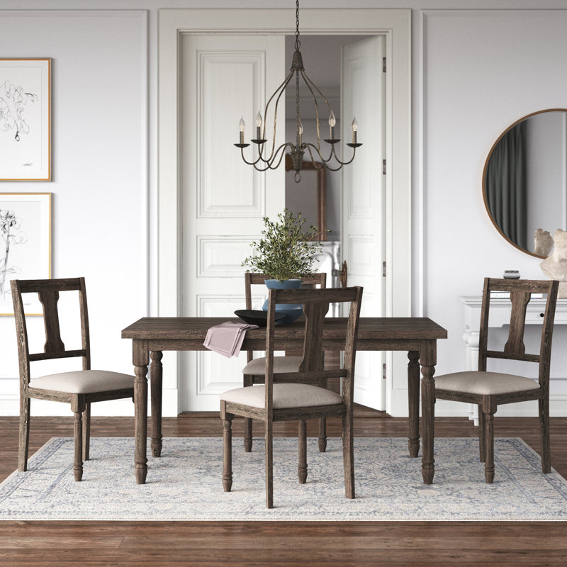 Ensemble repas, Gris patiné, 5 pièces : 1 table, 4 chaises