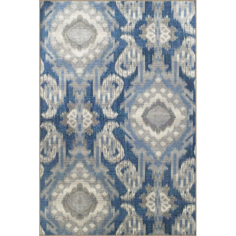 Blue Themed Traditional Motif Patterned Vintage Decorative Carpet, Rectangle 2'4" x 4'