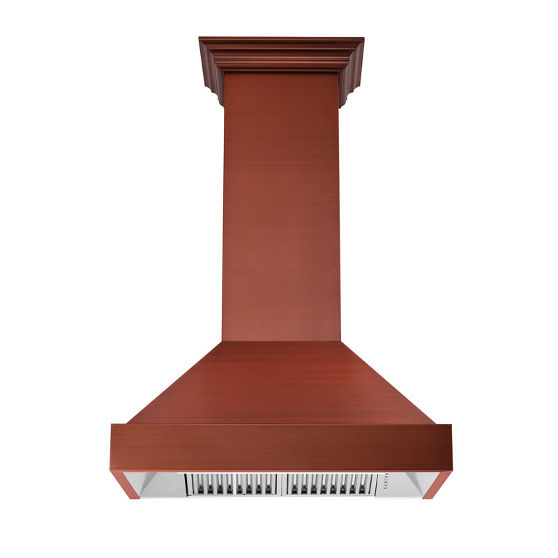 30" 400 CFM Ducted Wall Mount Range Hood, Hand-Hammered Copper, 30" W